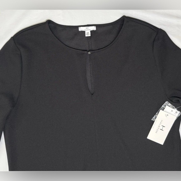 NWT Halston Key Hole Black Midi Dress Size L Large Designer Lightweight $119 - Picture 8 of 10